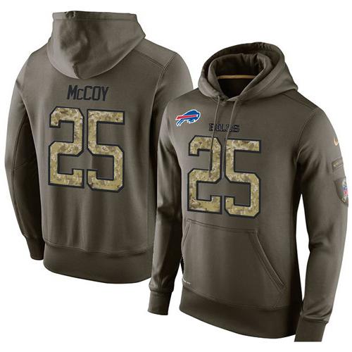 NFL Men's Nike Buffalo Bills #25 LeSean McCoy Stitched Green Olive Salute To Service KO Performance Hoodie - Click Image to Close